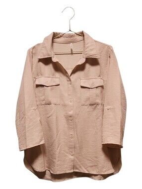 3rd + Malt Beige Button-Front Utility Shirt PXL
